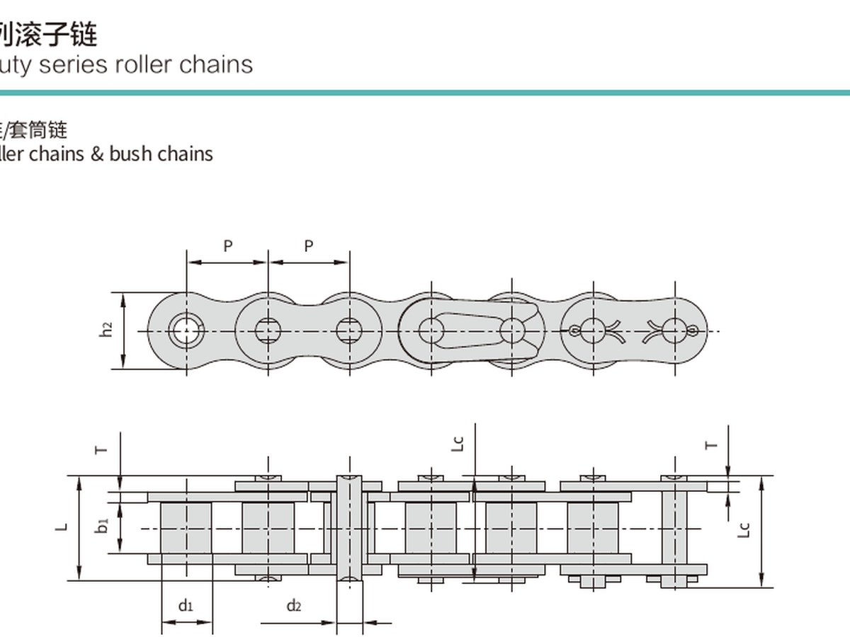 Heavy duty chain dimensional drawing