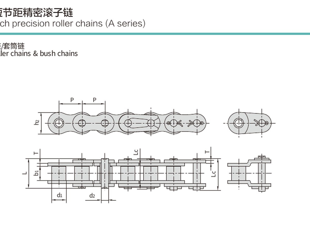 Roller chain geometry and dimensional references